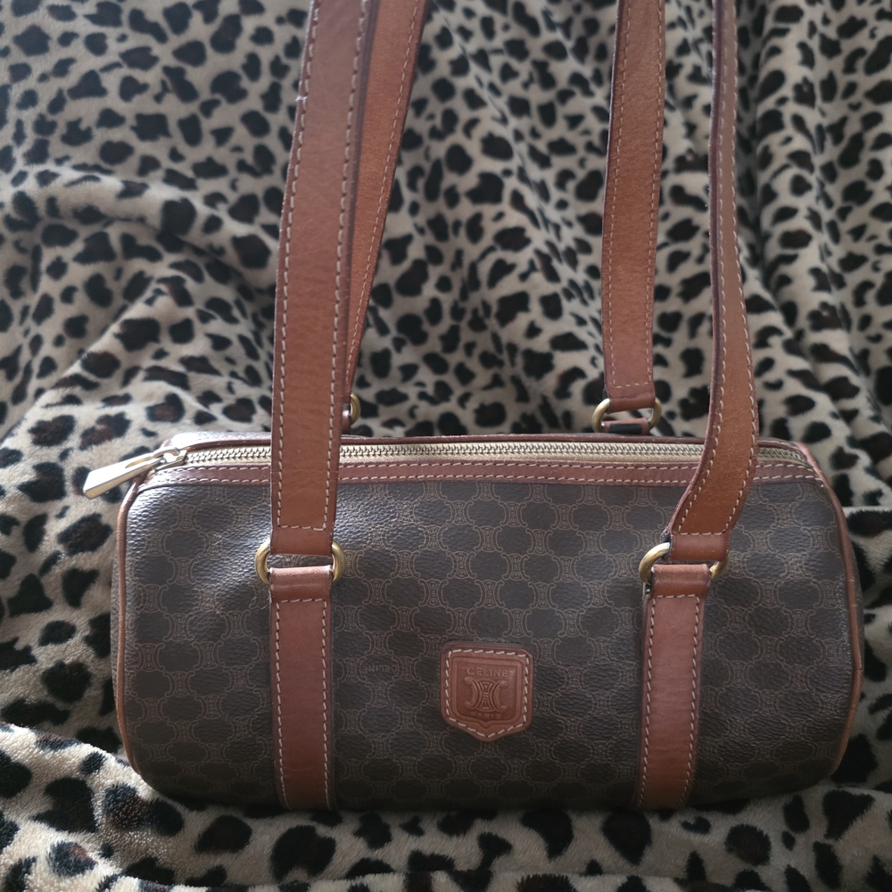 Celine Brown Shoulder Bag with Tan Straps